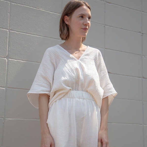 Hackwith Design House White Deep V Neck Tunic Top 100% Cotton Size 26 28 - Picture 6 of 7